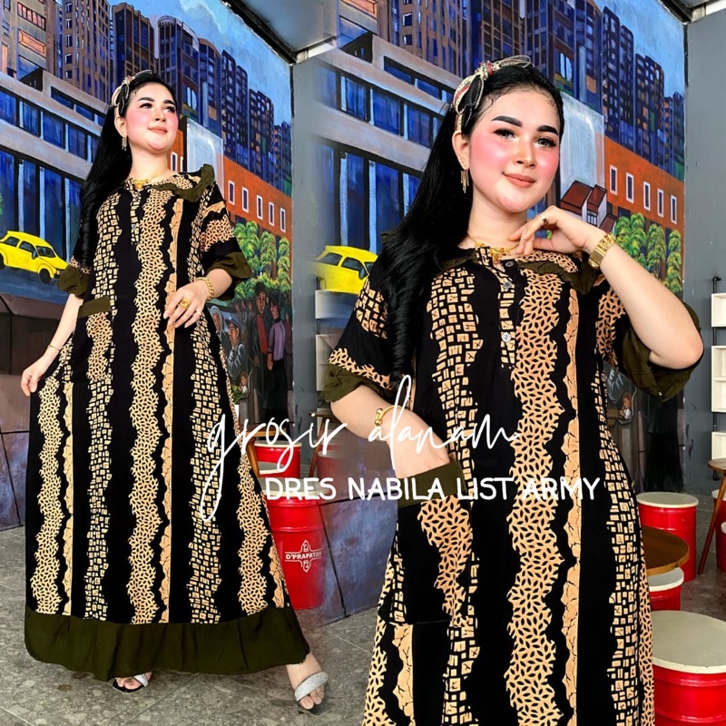 DRESS NABILA WILDA ERIKA Daster Rayon Halus Panjang Busui Semata Kaki Grosir Alanam