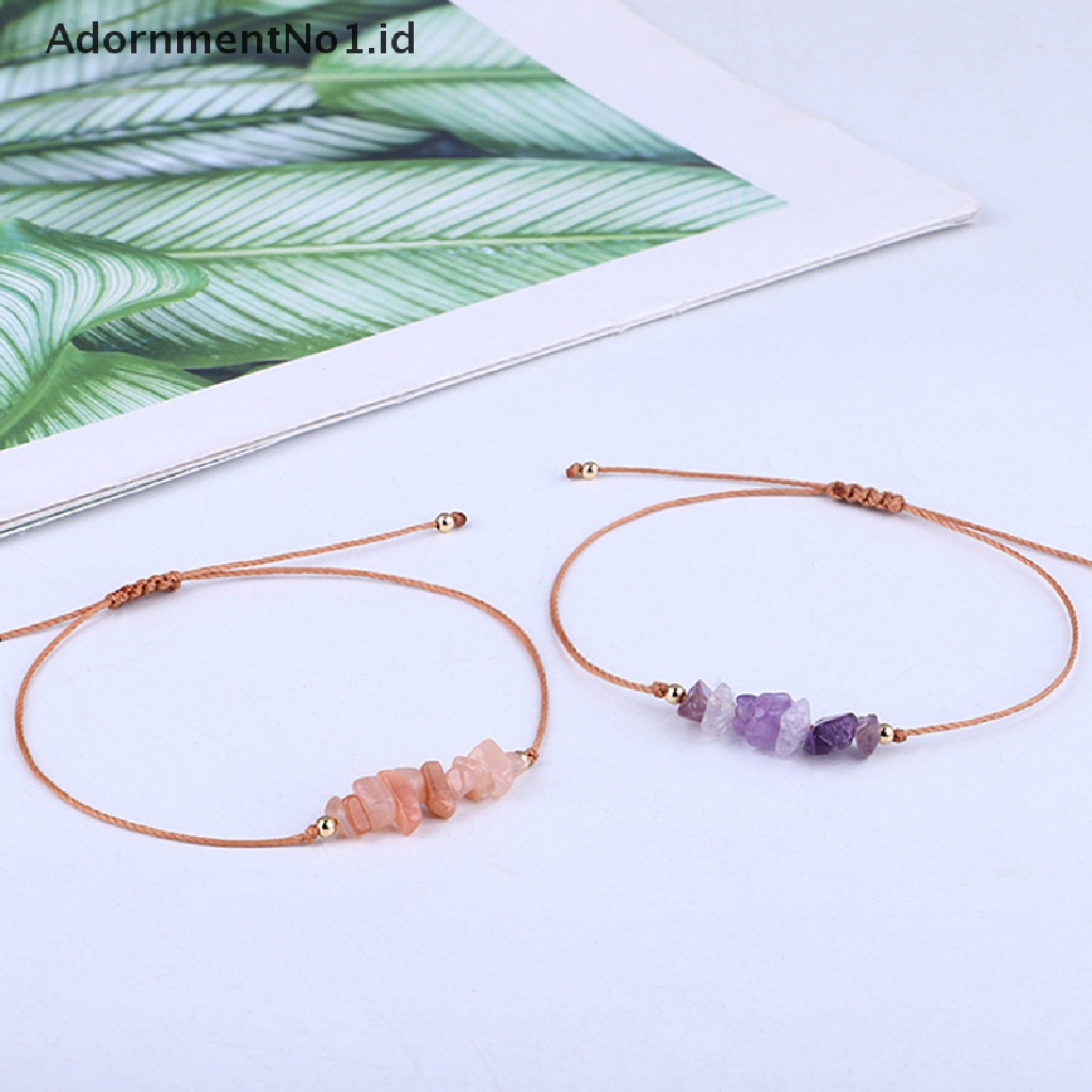 [AdornmentNo1] Gelang Batu Kristal Alami Tidak Teratur Dapat Disesuaikan Amethysts Chips Beads Bracelets Perhiasan Untuk Wanita Pria [ID]