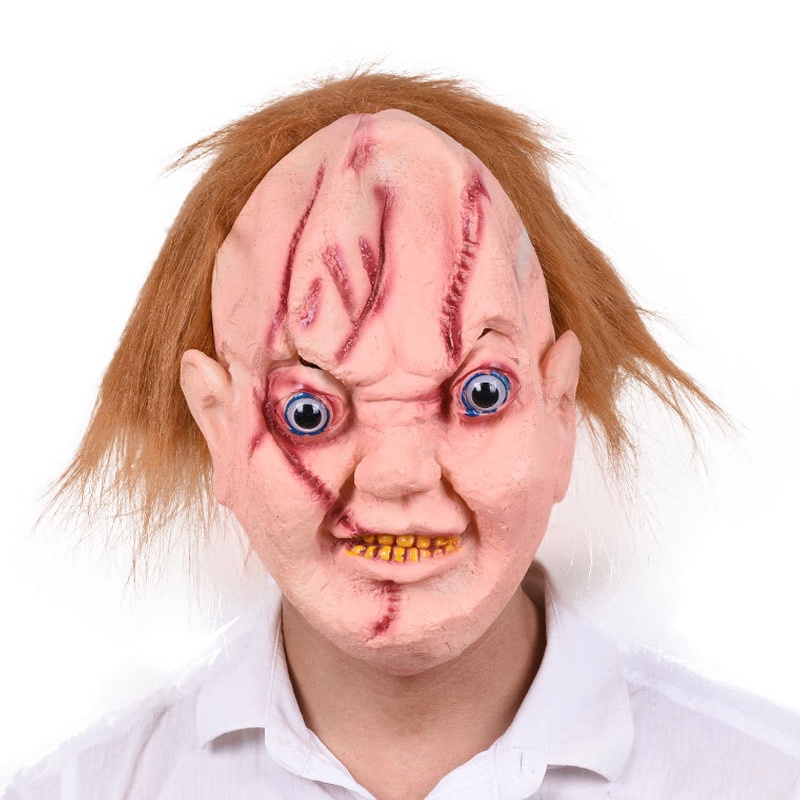 TOPENG LATEX KARET FULL HEAD CHUCKY SCARRY GHOST WAJAH SERAM COSPLAY HALLOWEEN MASK PESTA KOSTUM