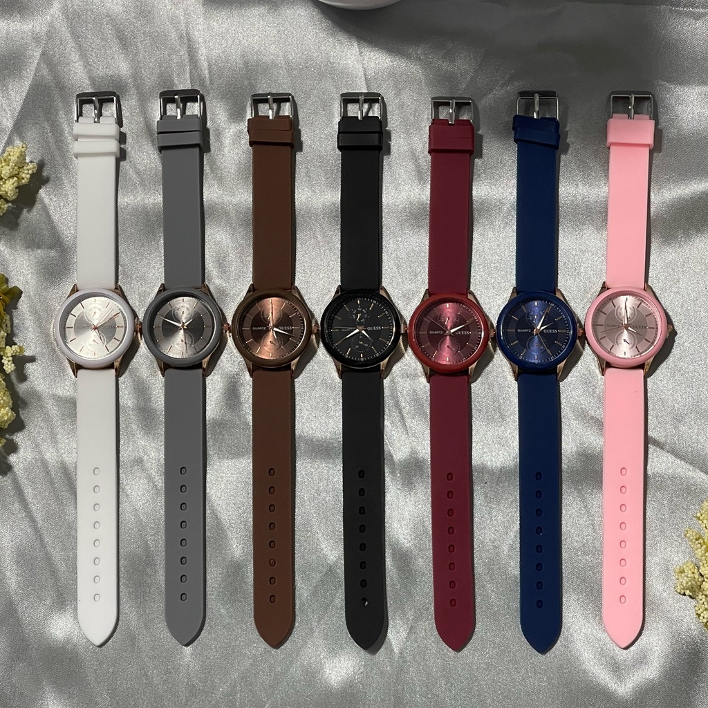 JAM TANGAN WANITA STRAP RUBBER MODEL BULAT GUS-155