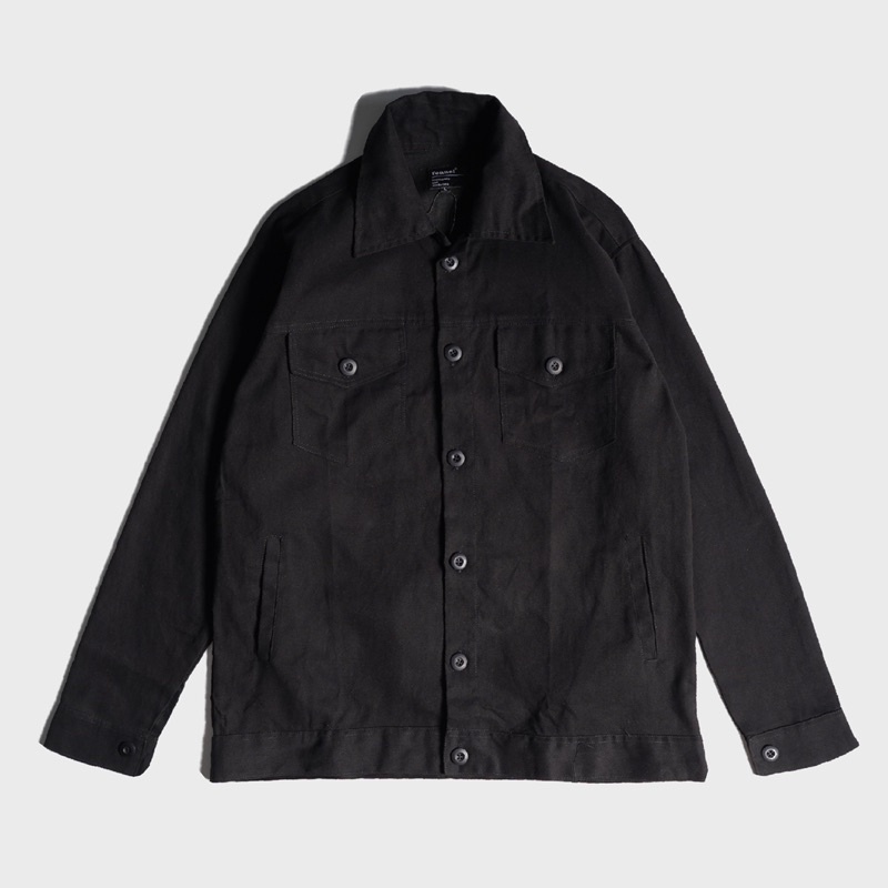 [N01103] Jaket Kanvas Motif Distro Twill Tebal