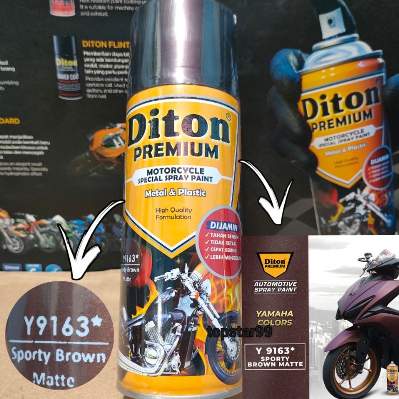 Pilok Pilox Cat Diton Premium Sporty Brown Matt 9163 Coklat doff dop 400cc Tahan Bensin Cat Semprot  Diton Premium