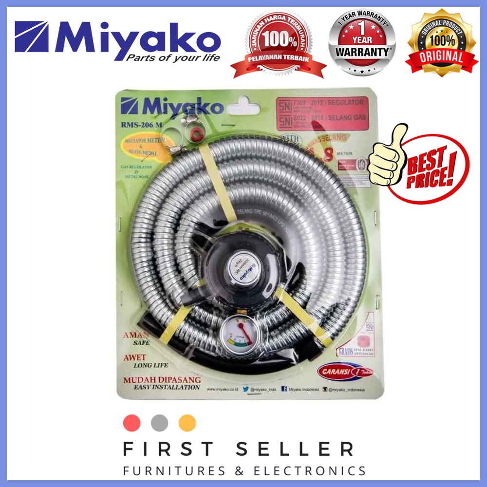 SELANG GAS MIYAKO + REGULATOR RMS-206 M/ RMS 206M (GARANSI RESMI)