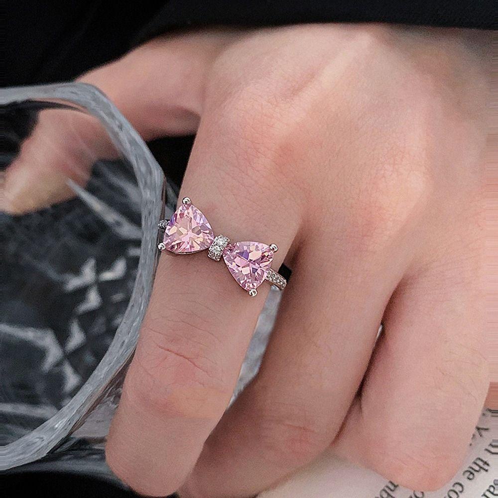 Mxbeauty Wanita Cincin Trendi Lucu Chic Gadis Hadiah Warna-Warni Zirkon Manis Berlian Imitasi Pembukaan Cincin Gaya Korea Cincin