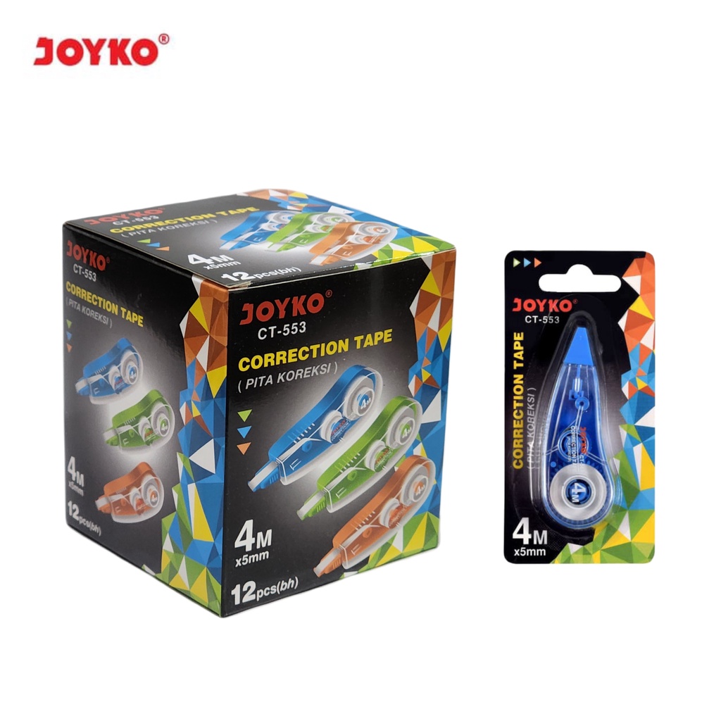 

1 BOX / 12 PCS Correction Tape / Pita Koreksi Joyko CT-553