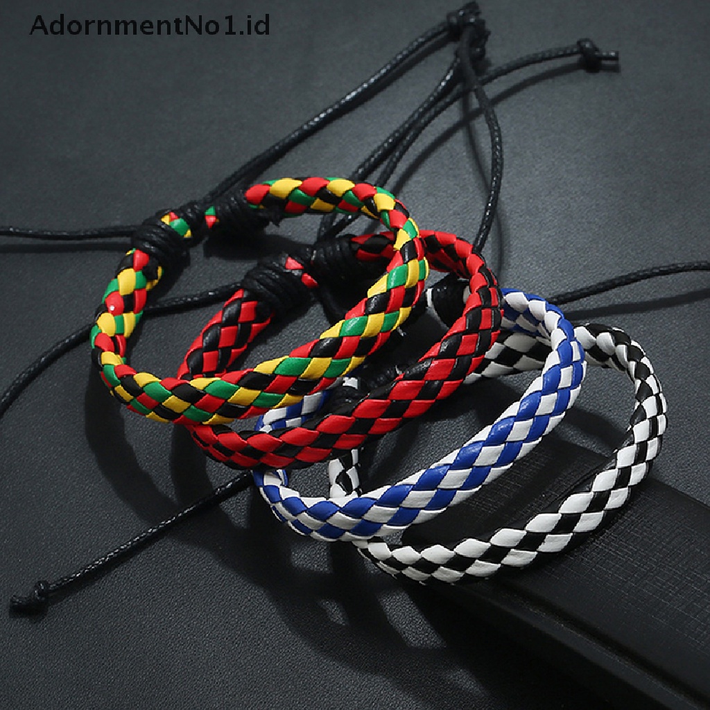 [AdornmentNo1] Braided Bracelet Gelang Kulit Warna-Warni Pria Wanita Hadiah Teman Mahasiswa [ID]