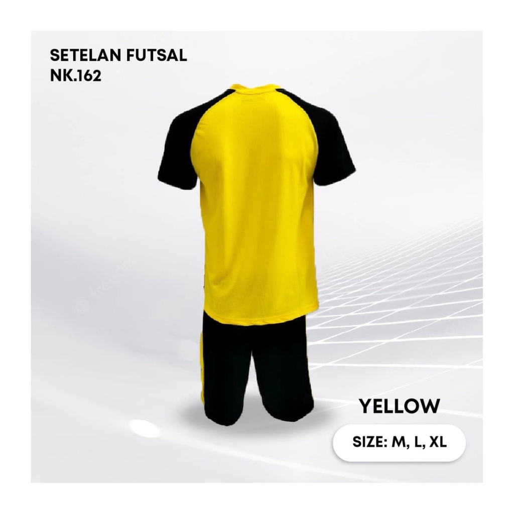 Kaos futsal pria NK162 setelan baju celana sepakbola jersey wanita dewasa t-shirt outfit seragam jarsey kostum olahraga pakaian apparel sport jersy jogging gym tenis hiking casual jersi print custom suit kuning