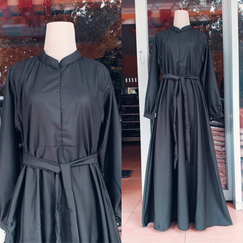 GAMIS TOYOBO HITAM POLOS