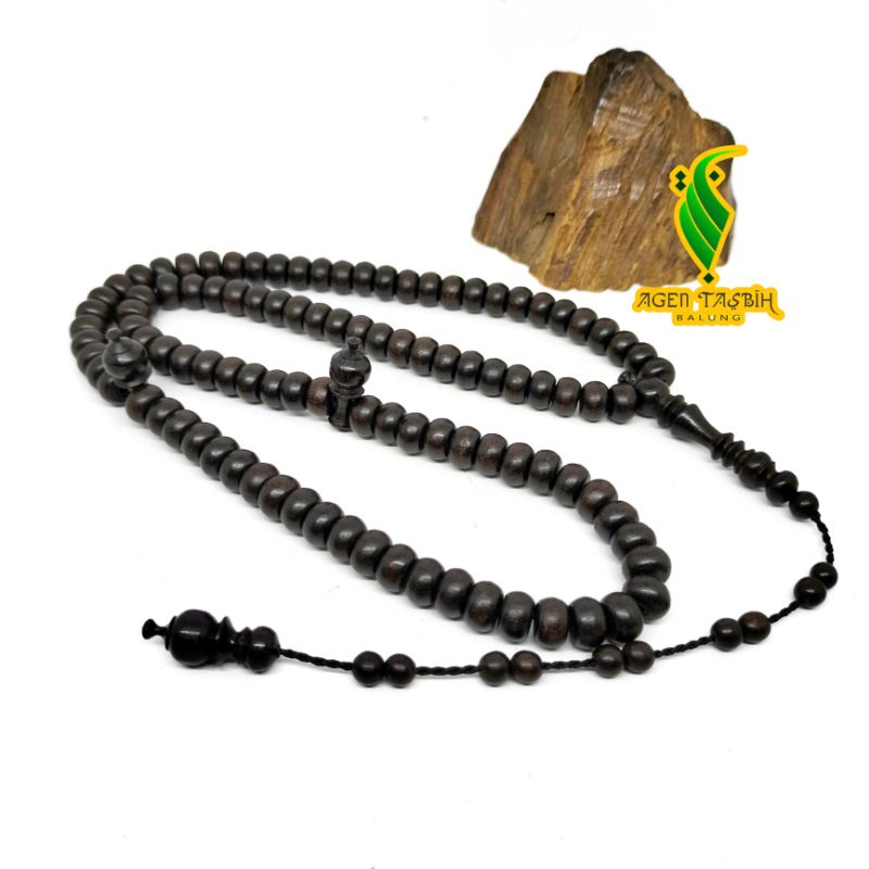 Tasbih Kayu Galih Kelor Hitam pipih size 6×8mm