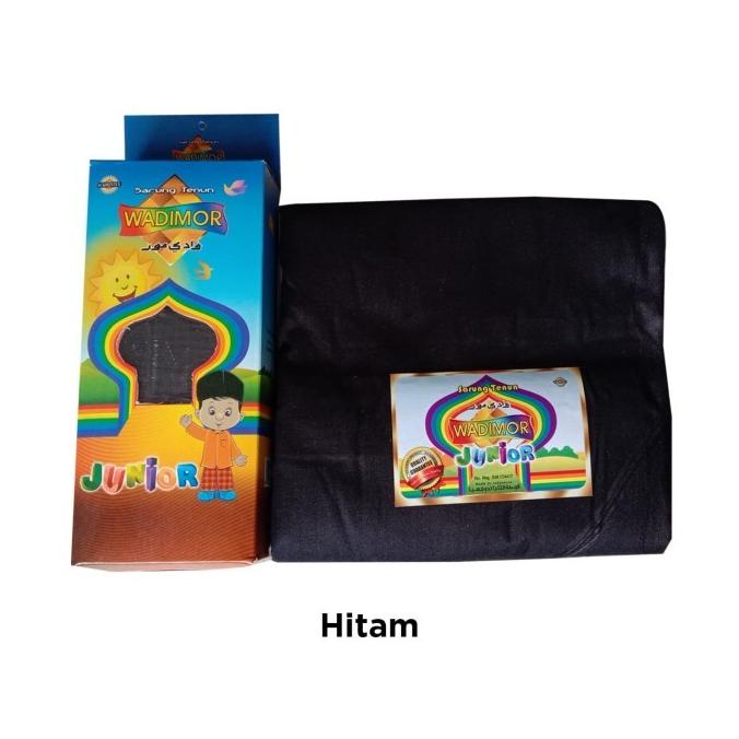( Bisa Cod ) Sarung Anak Wadimor Hitam Polos BERGARIS