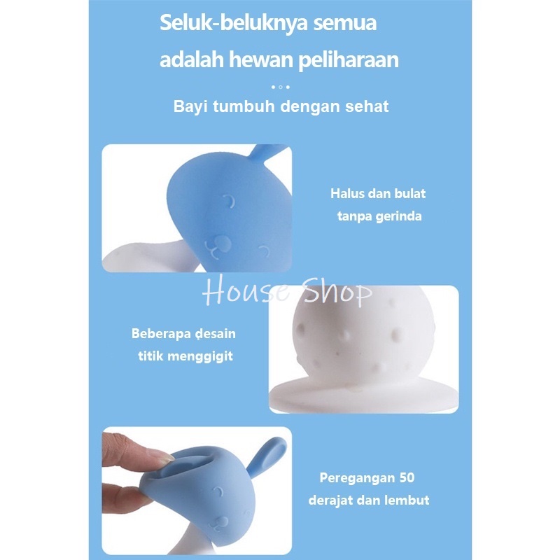 HS-0215 Mainan Gigitan Bayi Silicone Model Rabbit Bell - Baby Fruit Teether Bell - Gigitan Bayi BPA FREE