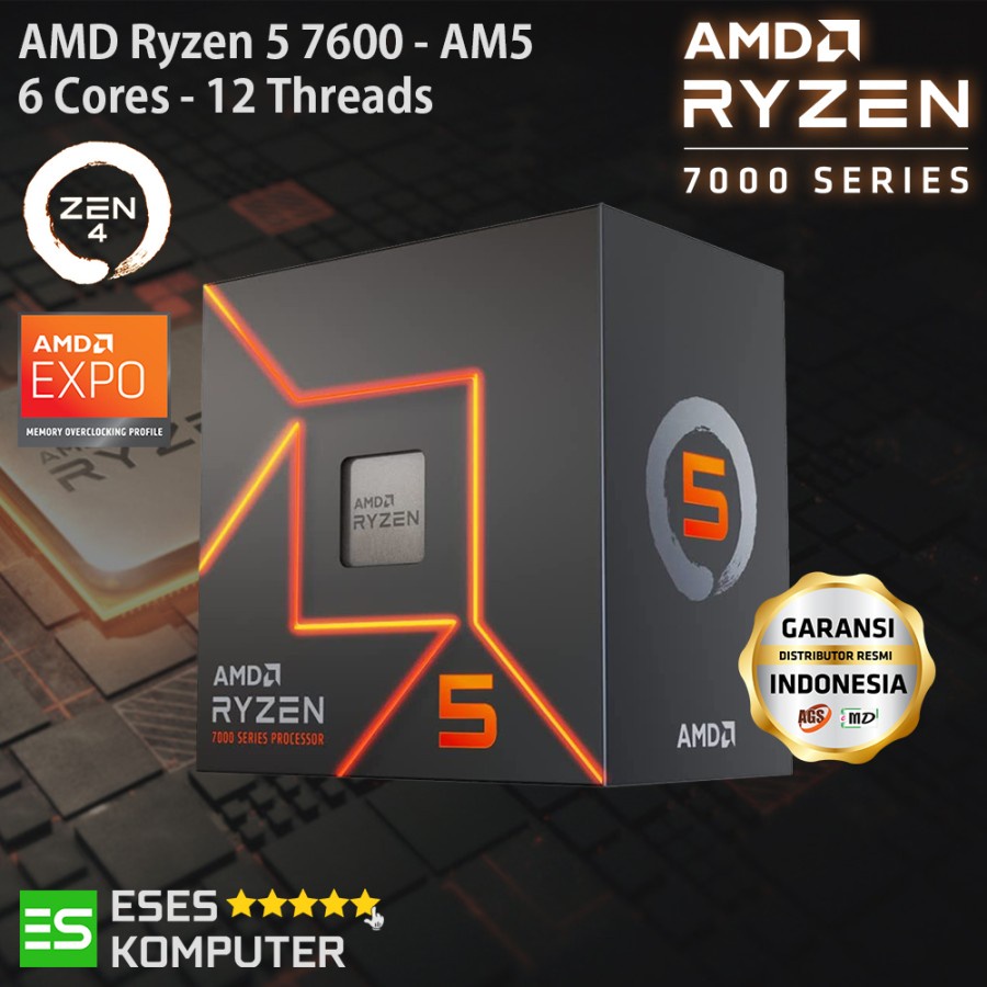 Processor AMD Ryzen 5 7600 3.8GHz Up To 5.1GHz 6-Core AM5 | Zen 4