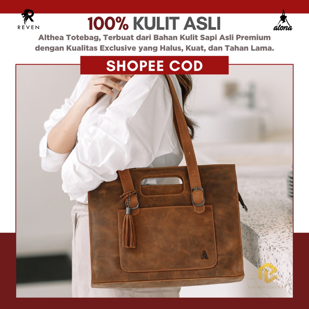 Totebag Tas Shoulderbag Wanita Premium 100% Kulit Sapi Asli Original Tipe Crazy Horse - Althea Bag