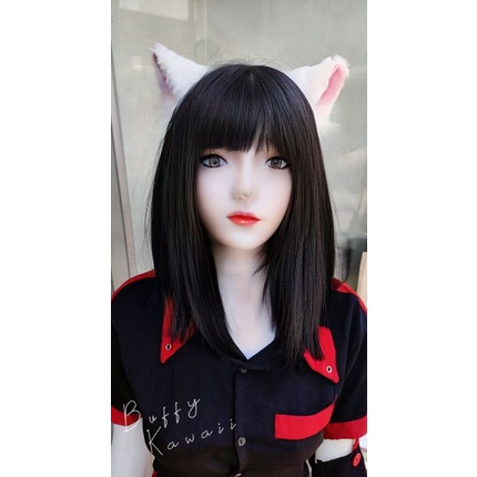 Bando kucing BULU putih furry fluffy cosplay halloween nyan cat cute kawaii nekomimi harajuku lolita