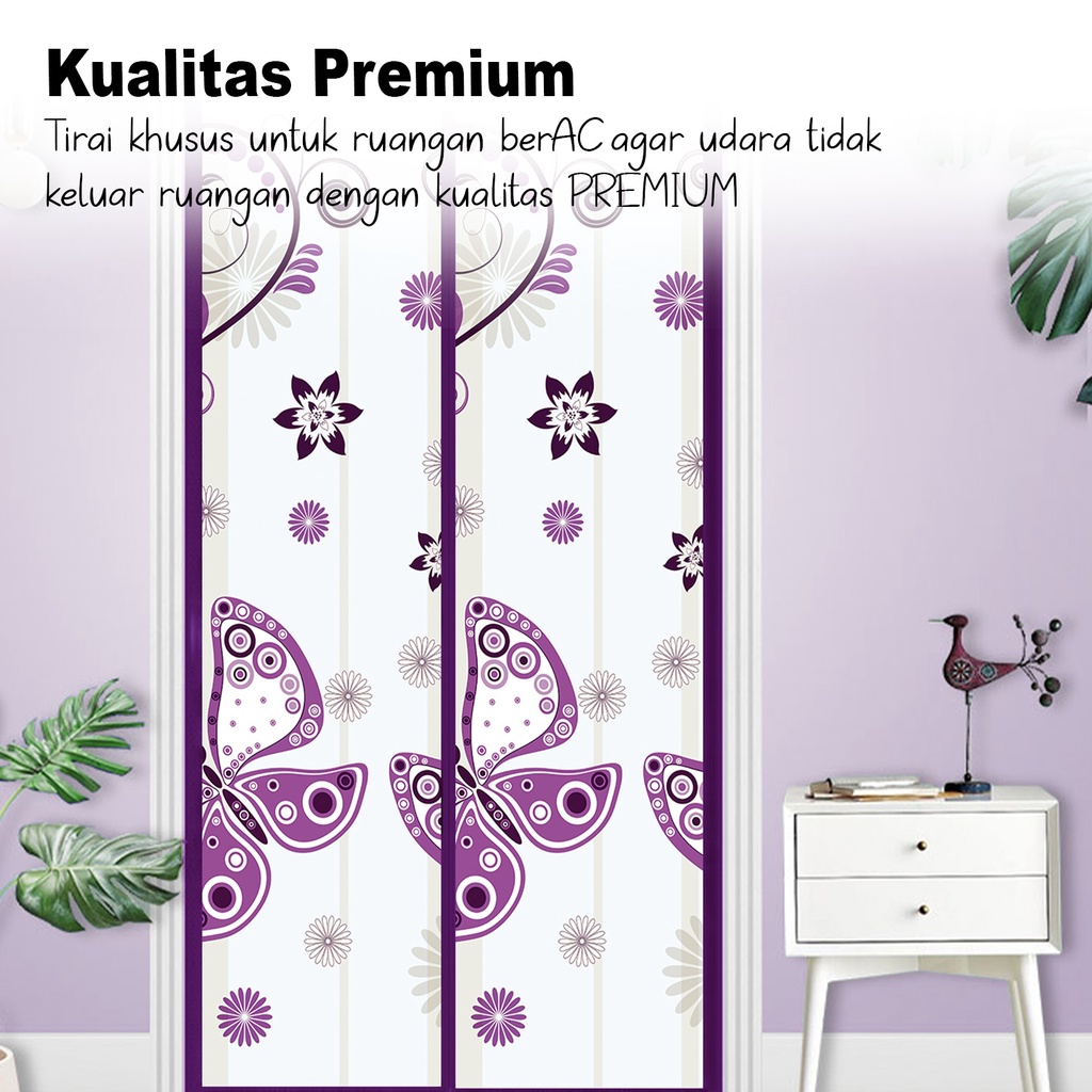 Tirai Magnet Ungu Elegan Untuk Ruangan Ber-AC Bahan PEVA Ukuran 210cmx100cm M3A-06 Tirai Magnet Terpopuler