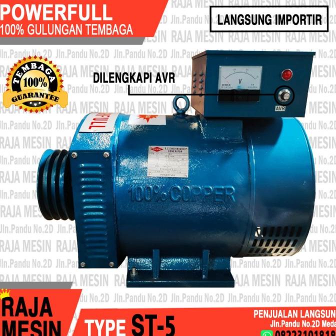 Jual Dinamo Pembangkit Listrik ST-5KW POWERFULL Alternator #100% ...