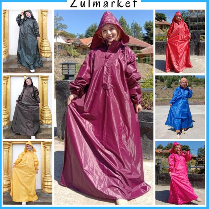 Jas Hujan Wanita Gamis Ponco Jumbo Muslimah Syari