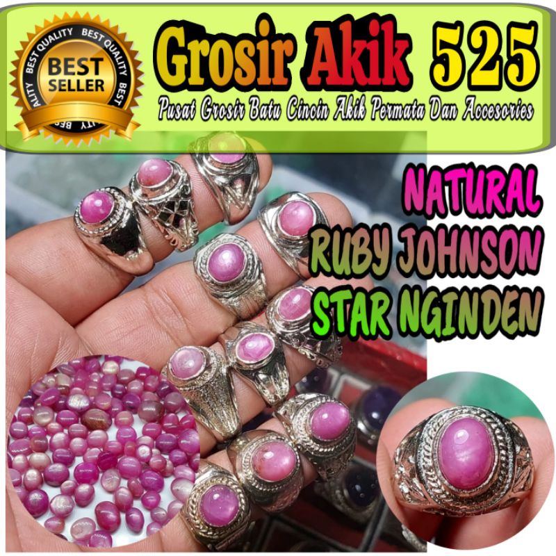 cincin permata ruby johnson star nginden murah / asli natural batu akik ruby star nginden