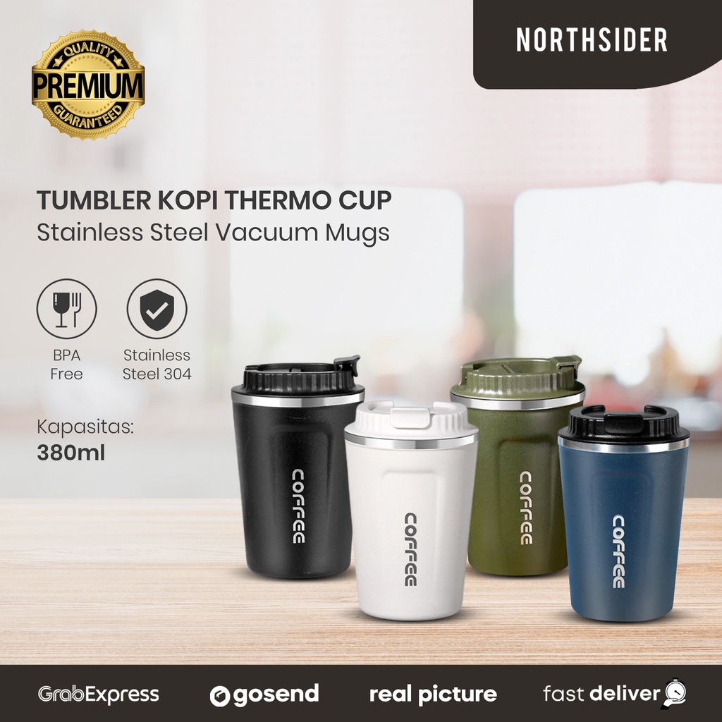 TUMBLER KOPI 380ML &amp; 510ML HITAM - STAINLESS STEEL VACUUM MUGS NORTHSIDER