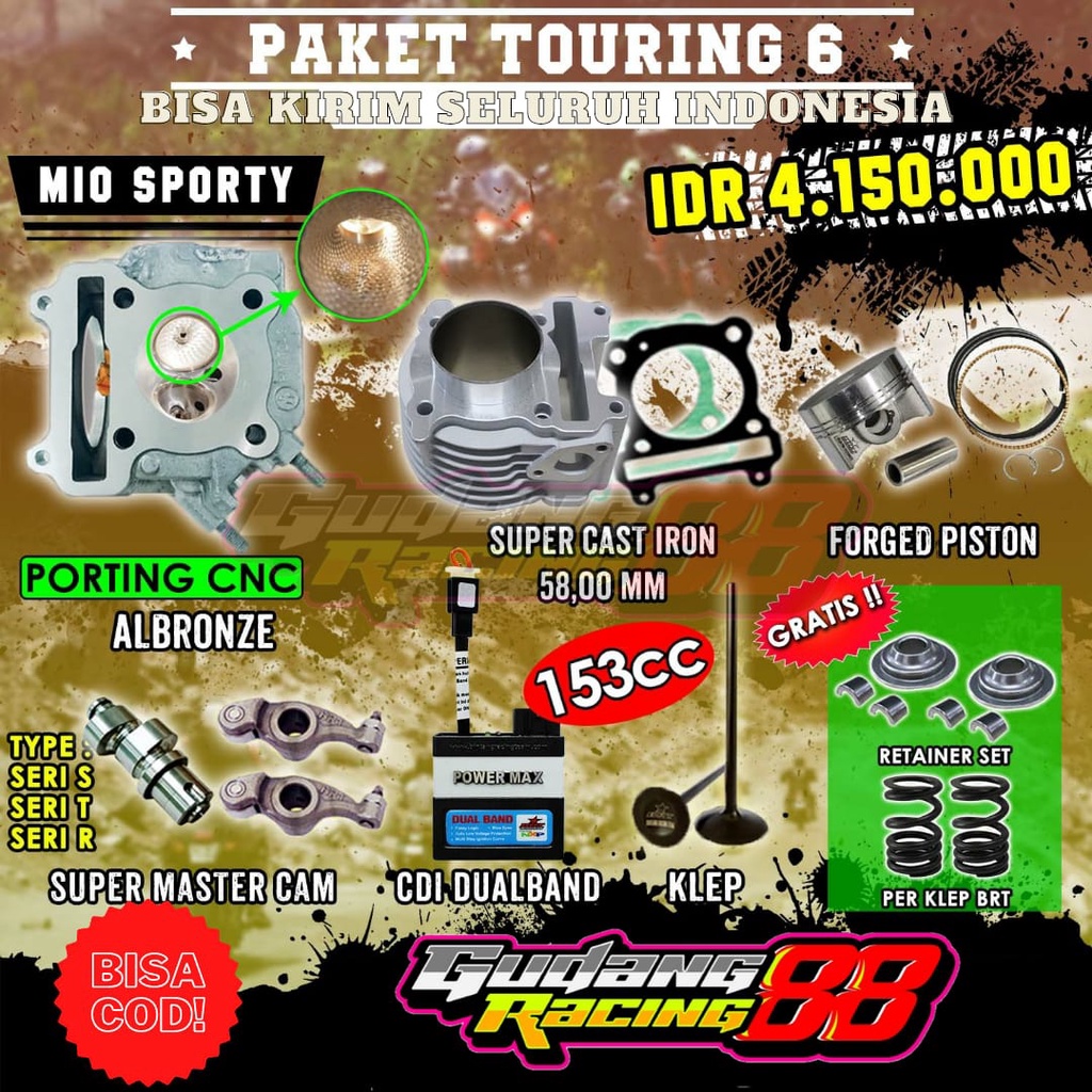 PAKET BORE UP MIO KARBU MIO SPORTY MIO OLD MIO SMILE NOUVO 153 CC - PAKET TOURING BRT 6