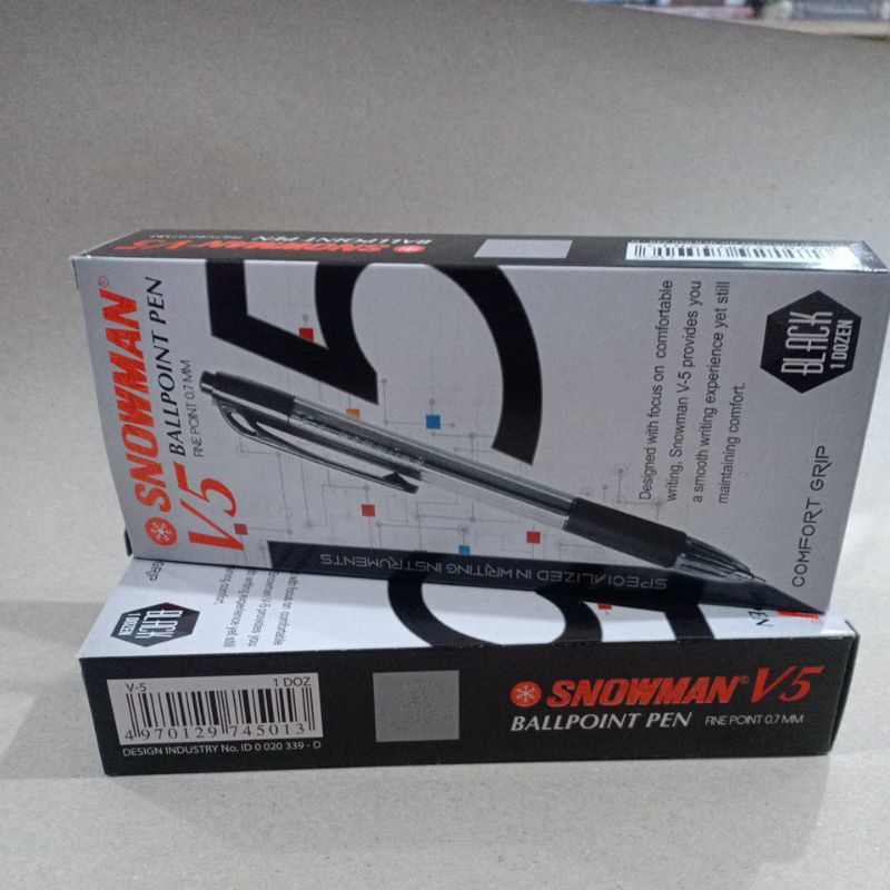 

1 Pak Ballpoint/bolpoin/pulpen Snowman V.5 hitam isi 12 pcs