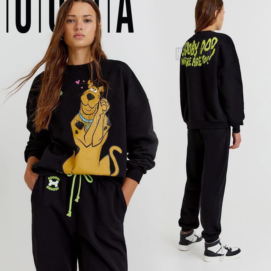 Berkualitas  Pull and Bear BLACK SCOOBY DOO SWEATSHIRT OV1574 .. .. ..