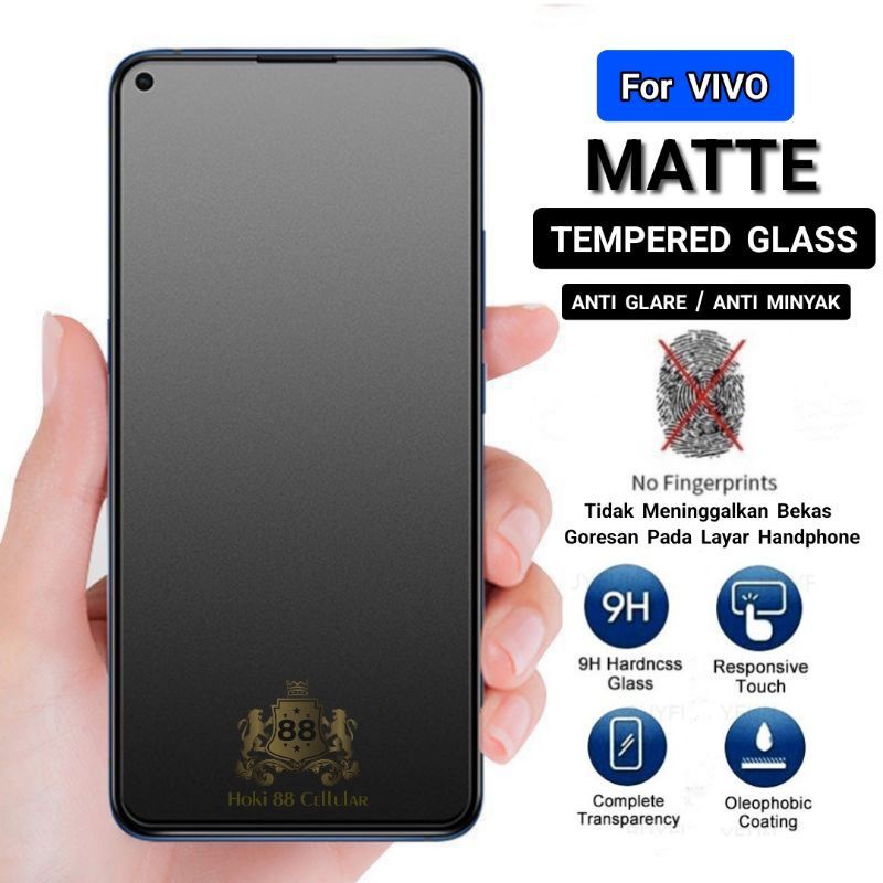 Matee Glass 9H Full Layar Vivo Y52 5G Y52S Y53S 5G Y54S 4G Y54S 5G Y55 5G Y55S 5G Y75 5G Y75S Y76 5G Y76S Y77 Tempered Glass Anti Glare Anti Gores Full Layar