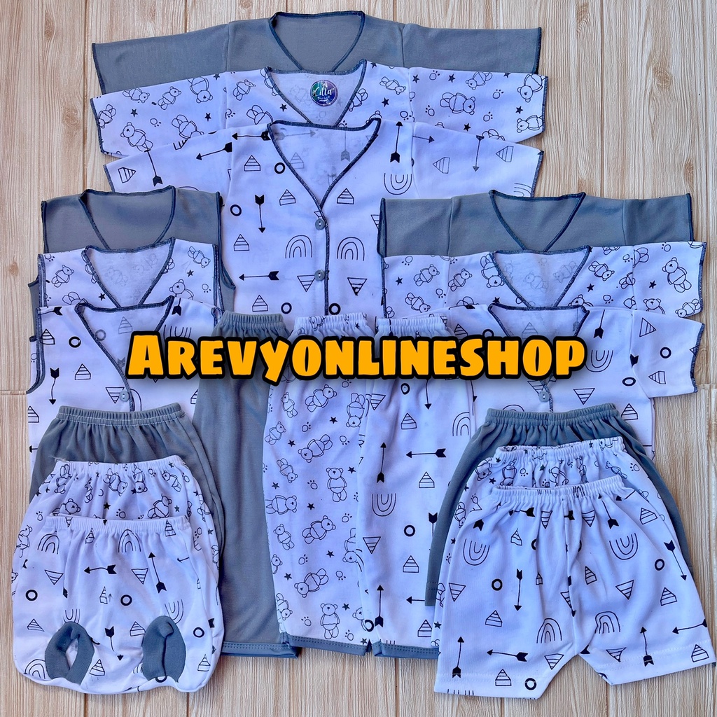 Paket Baju Bayi Newborn Cilla Baby 0-3 Bln Seri Abu Perlengkapan Bayi Baru Lahir &amp; Kado Baby Giftset arevyonlineshop Paket Lahiran Setelan Baju Bayi Celana Bayi Baru Lahir Baju Panjang Celana Panjang Baju Pendek Celana Pendek Baju Kutung Celana pop