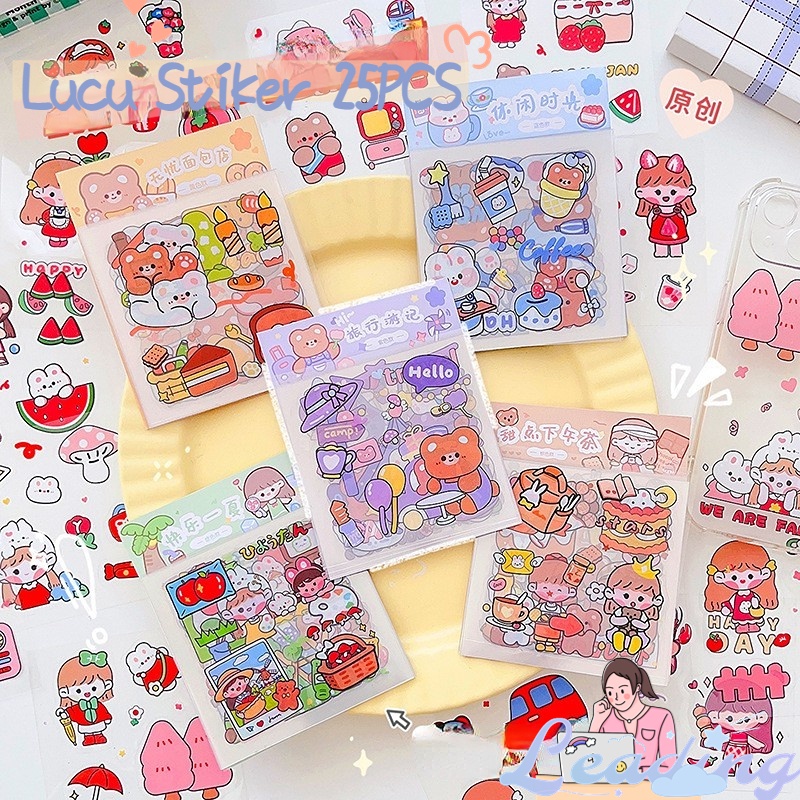 

10/25/102Pcs/Set Stiker Kartun Lucu Tahan Air Stiker Dekorasi Buku Kecil DIY Buku Pola Alat Tulis -Le