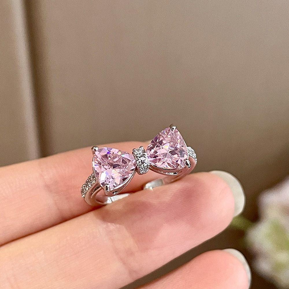 Mxbeauty Wanita Cincin Trendi Lucu Chic Gadis Hadiah Warna-Warni Zirkon Manis Berlian Imitasi Pembukaan Cincin Gaya Korea Cincin