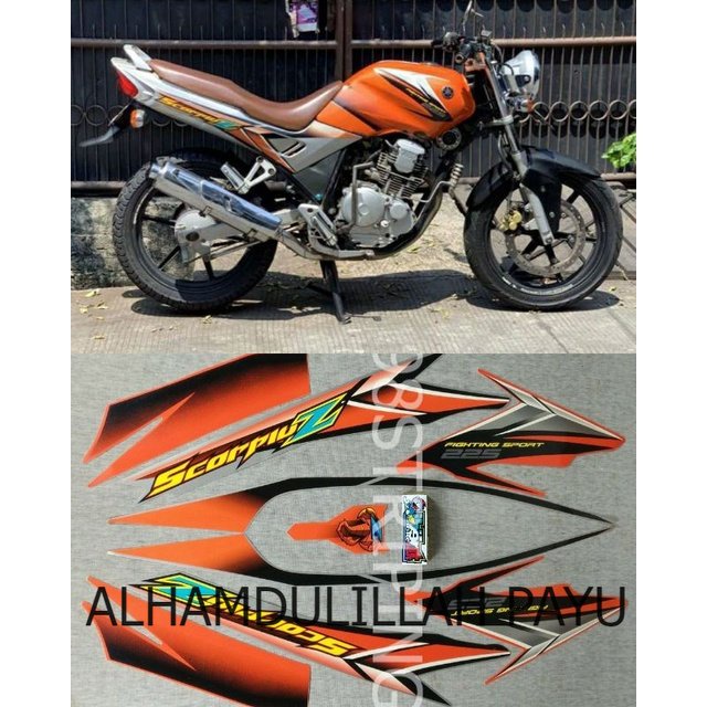 STIKER STRIPING SCORPIO Z ORANGE OREN TAHUN 2005 2006  LIS STANDAR ORI YAMAHA POLET BODY PLISIR