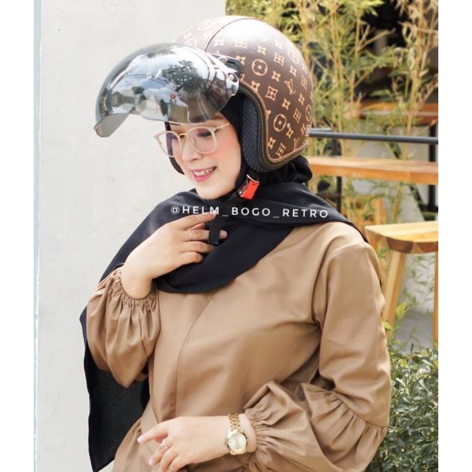 LV COKLAT Helm Bogo LV coklat hitam kulit || Helm Gucci || Helm Dior || Helm Chanel