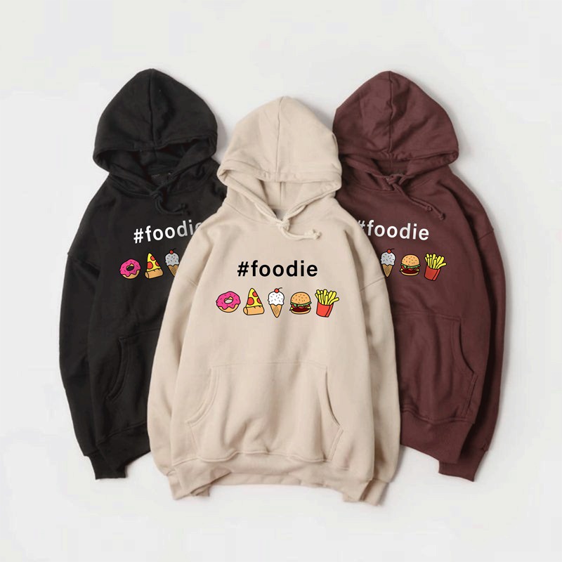 Parisdivarious Sweater Hoodie Jemper Foodie Bahan Fleece Size S - XXL (Pria &amp; Wanita)