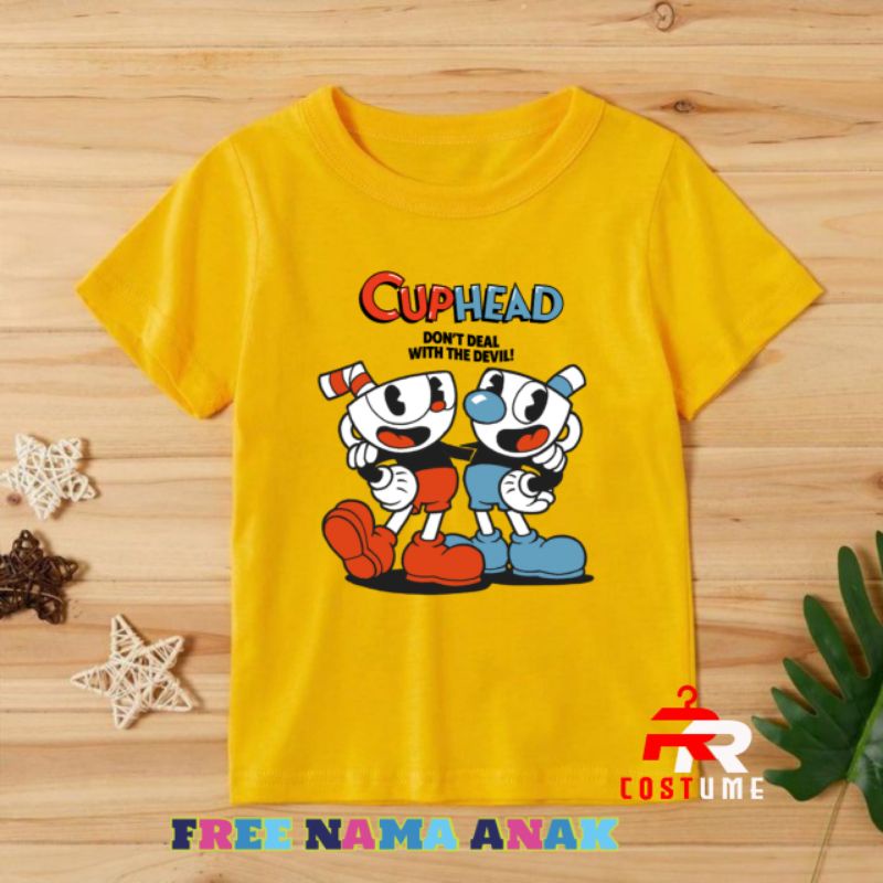 CUPHEAD BAJU ANAK KAOS ANAK CUPHEAD FONT