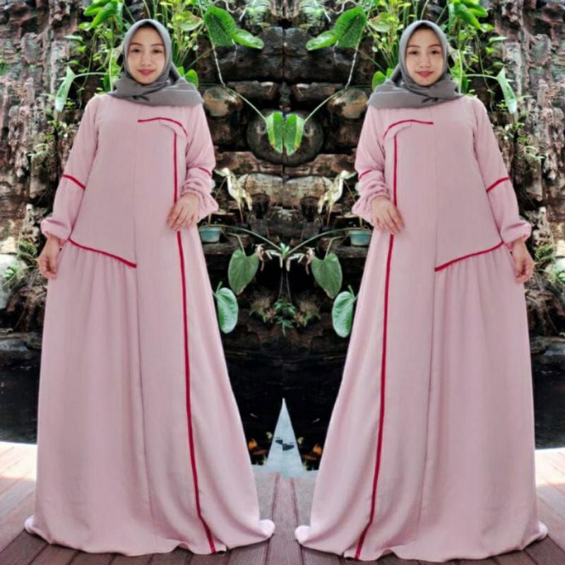 [Fashion Muslim] Gamis MADINA ISYANA ARNIZ dress crinkle kombinasi putih dan renda umpak kekinian gamis kringkel terbaru