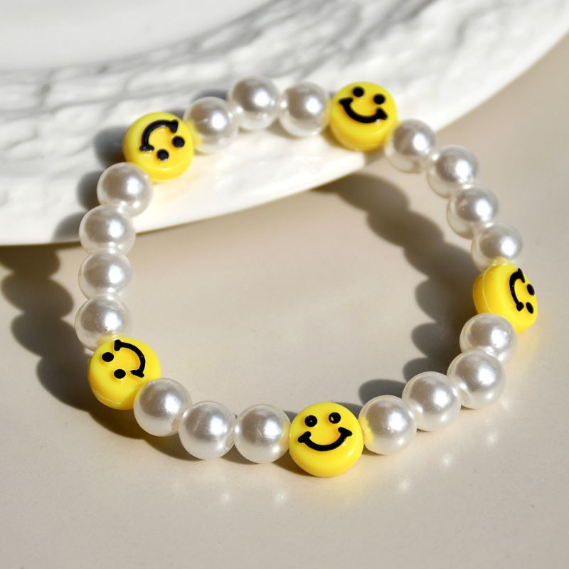 PROMO SET KALUNG GELANG WANITA VARIASI SMILE KUNING CERIA FANCY LUCU IMPORT