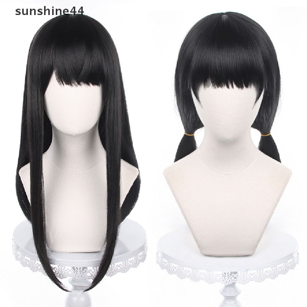 Sunshine Anime Chain Man Mitaka Asa Cosplay Wig Asa Mitaka Panjang 65cm Hitam Tahan Panas Rambut Sintetis Wig Pesta.