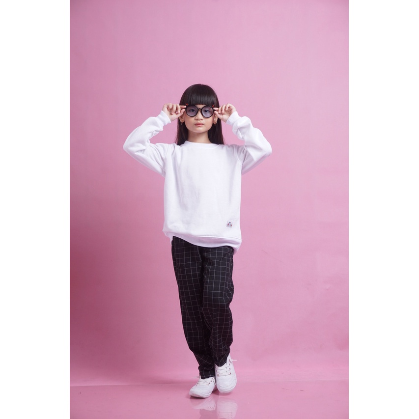 Crewneck Anak Basic Polos|sweater oblong anak| Bahan Fleece Tebal (Laki-laki/Perempuan)