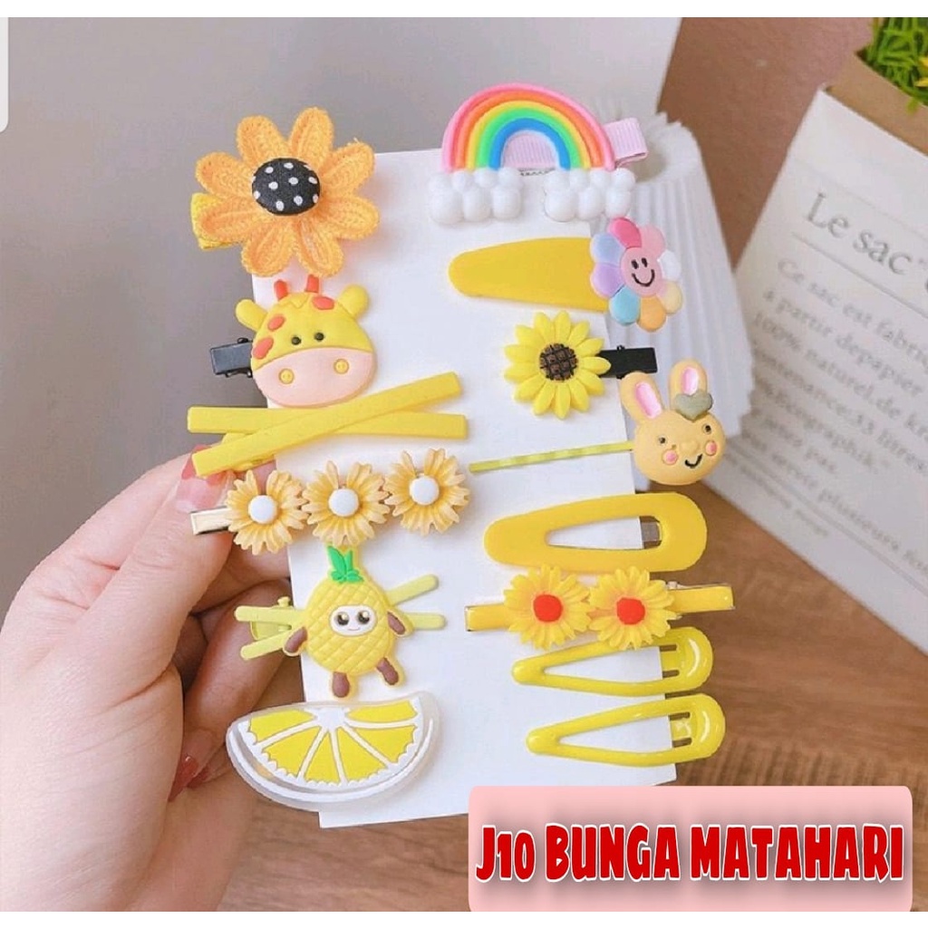 J10 JEPIT ANAK KUALITAS IMPORT LUCU KARTUN  JEPITAN RAMBUT ANAK KOREAN 1 SET ISI 14PCS - BDC
