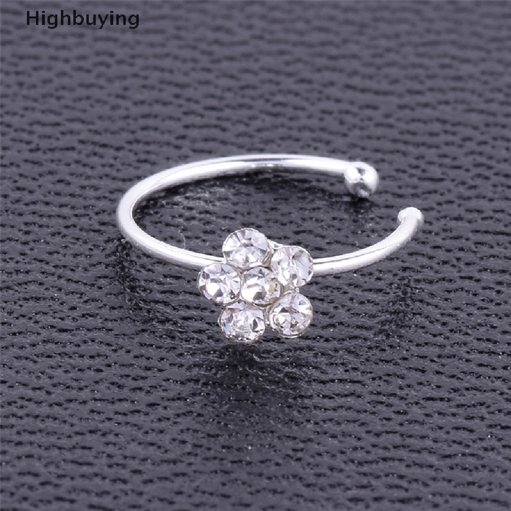 Hbid 1Pc Cincin Hidung Bunga Berlian Imitasi Kecil Tipis Jernih Pesona Nose Ring Perhiasan Fashion Glory