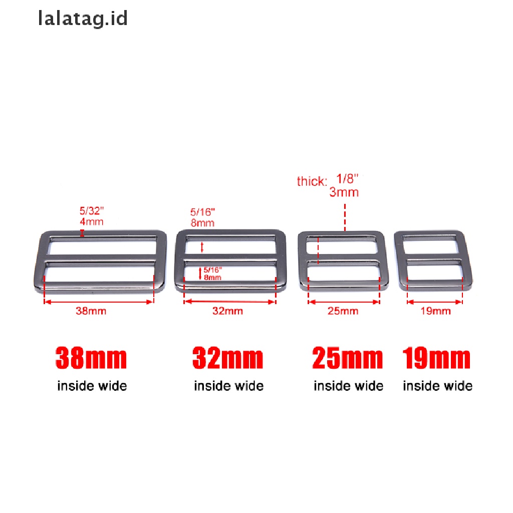 [lalatag] Rectangle Metal Tri Glide Backpack Strap Adjust Tas Gesper Webbing Slider Gesper [ID]