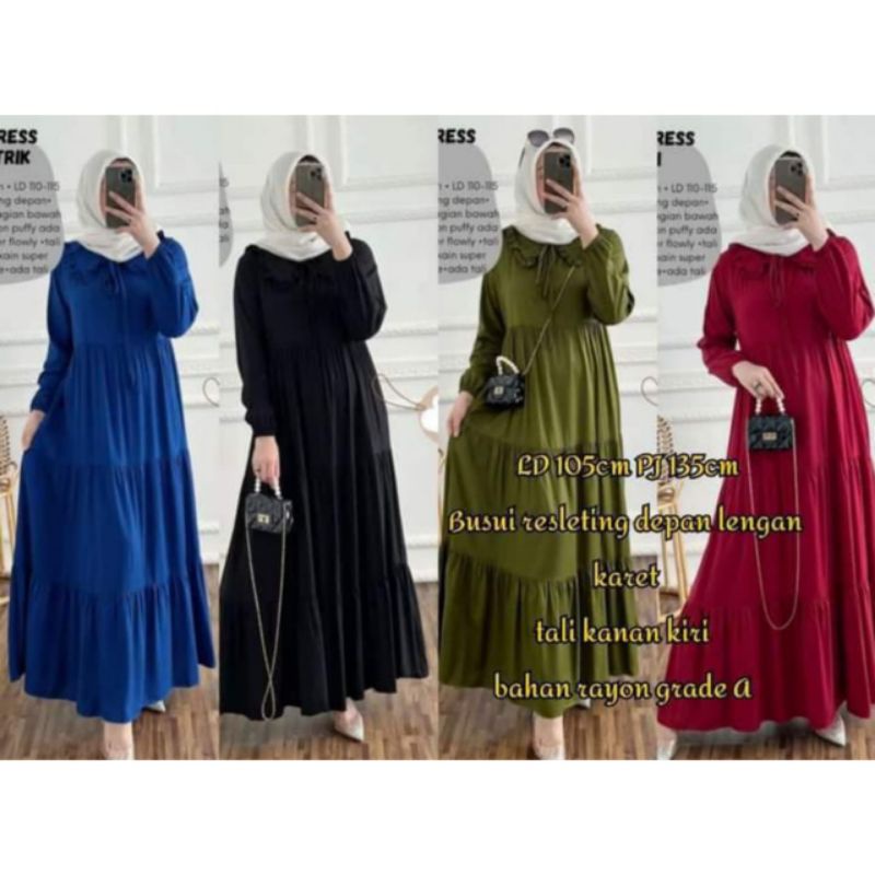 MIDI DRES BAHAN RAYON SUPER TEBAL/GAMIS DREES WANITA