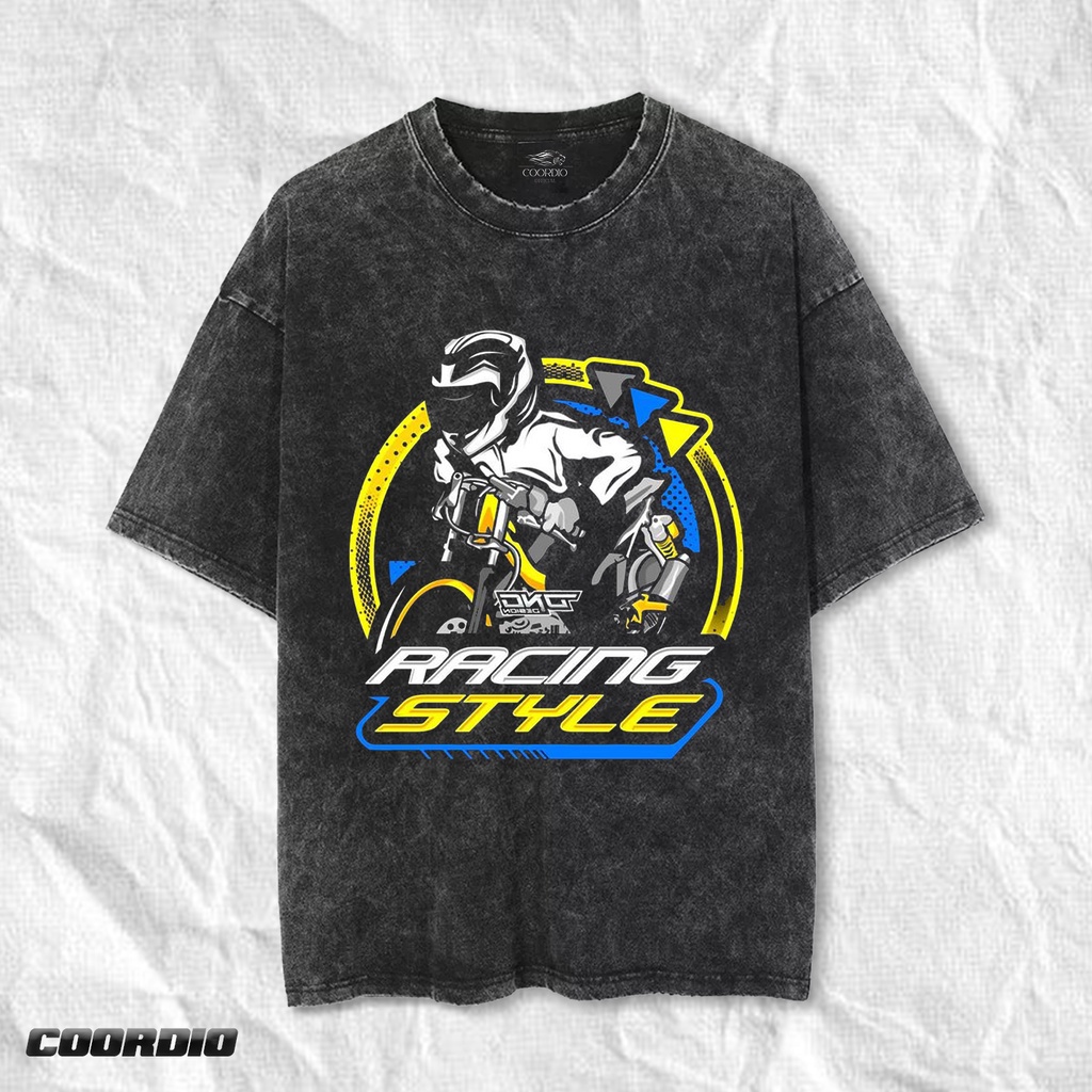 kaos racing otomotif oversize stone wash/kaos distro/kaos anime/