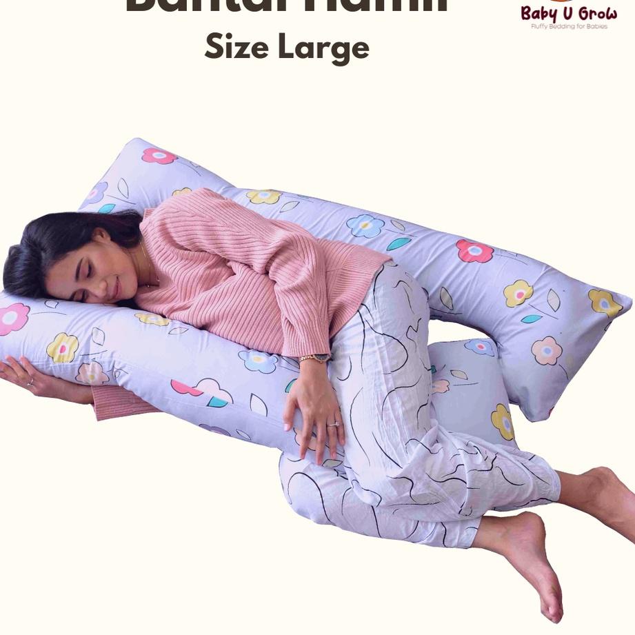 Depan1 Bantal Hamil SIZE LARGE - Maternity Pillow - Panjang Santai - Katun Catra Premium - Baby U Gr