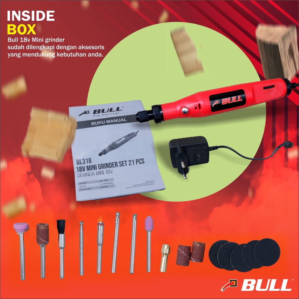 Bull mini grinder / gerinda mini set blister murah laris BL318