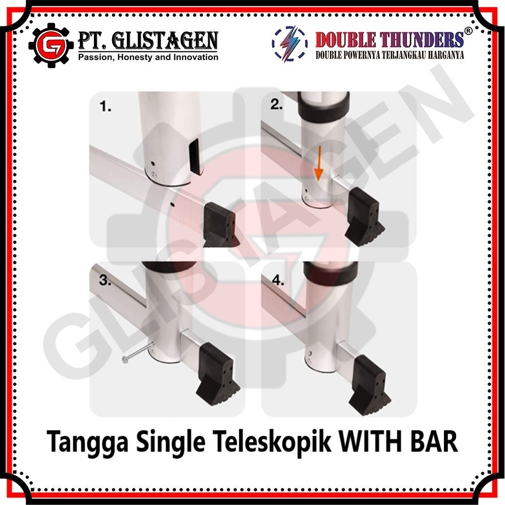 TANGGA LIPAT SINGLE TELESKOPIK 3.8M WITH BAR