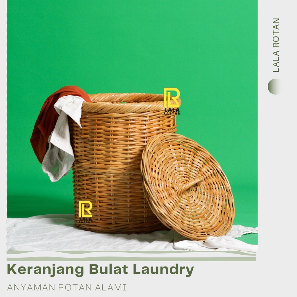 Keranjang Laundry Rotan / Keranjang Baju Kotor Serbaguna Anyaman Rotan Asli KUALITAS BAGUS DAN BAIK