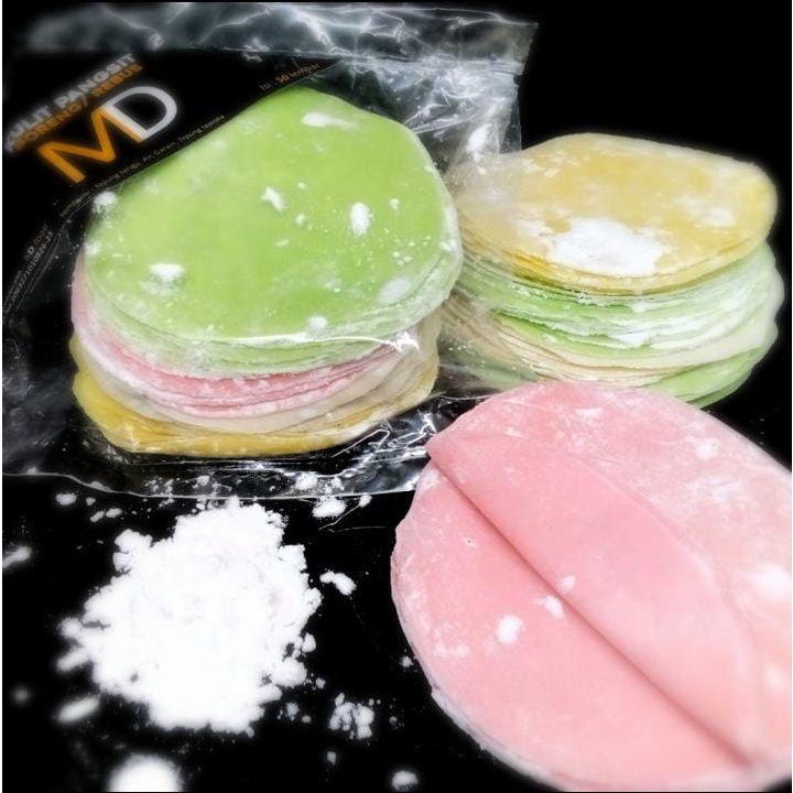 Kulit Dimsum Halal, Warna Hijau Pink Merah, Warna Warni Pelangi Rainbow Ukuran 8 cm