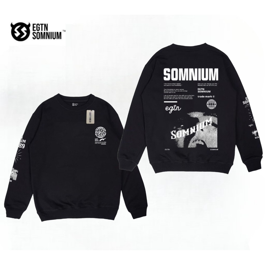 Sweater Crewneck Pria Metal Insomnia Pria Wanita Original Distro Eightynine Black- Sweater Crewneck Bahan Fleece tebal