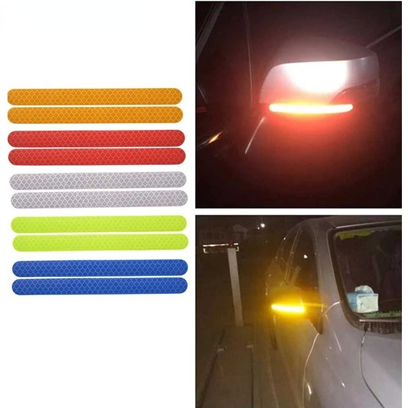 [Harga Grosir] 2Pcs Pack Malam Mengemudi Peringatan Keselamatan Strip Reflektif Spion Mobil Refleks Tape Tape Reflektif Tinggi Anti-Tabrakan Strip Reflektif Stiker Mobil